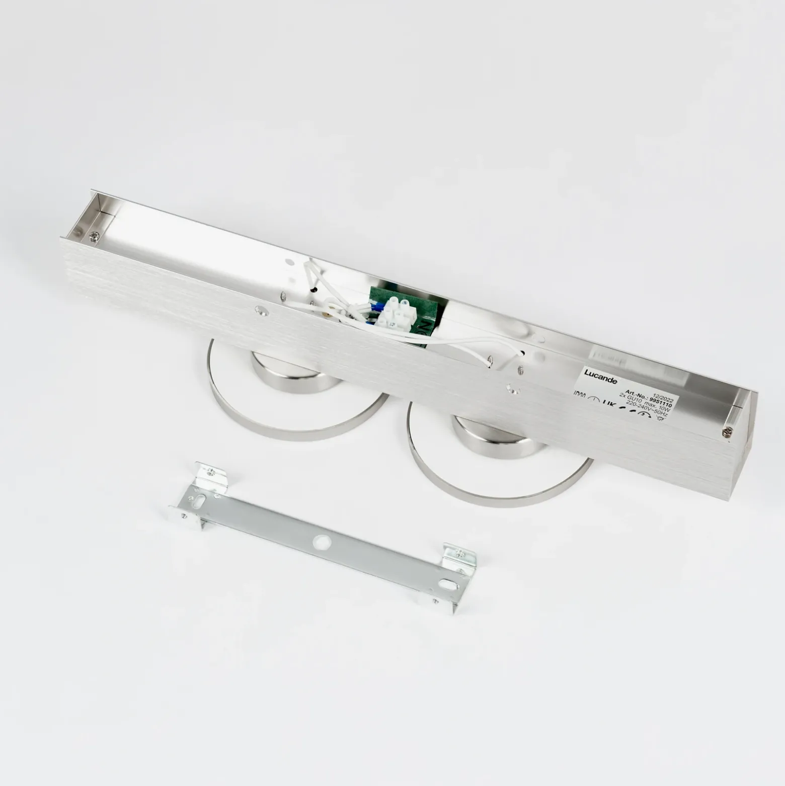 Lucande Kellino plafón, 2 luces, níquel