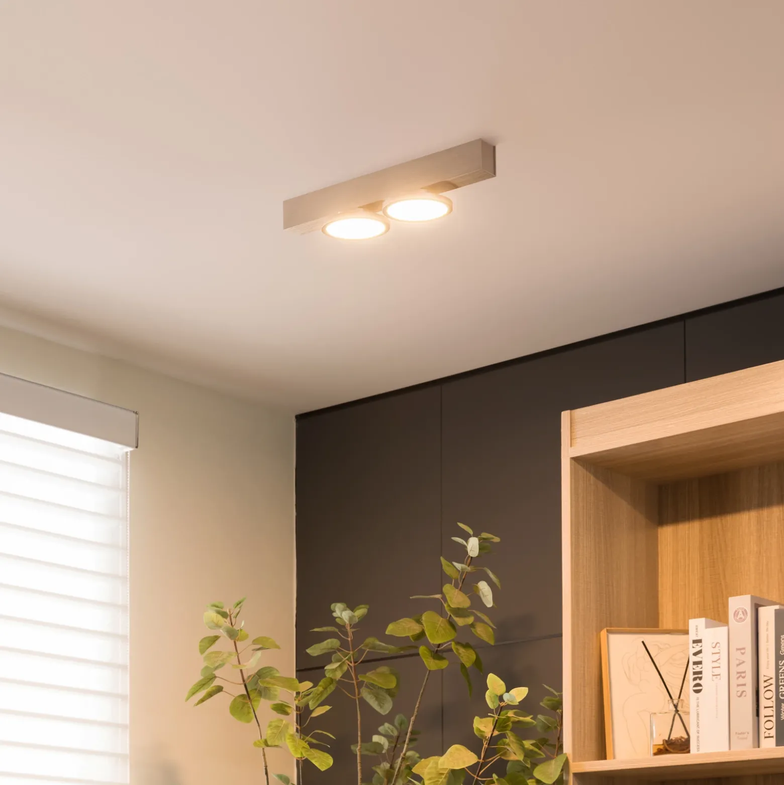 Lucande Kellino plafón, 2 luces, níquel