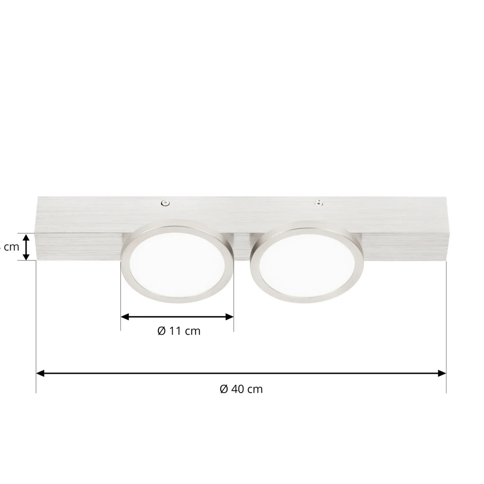 Lucande Kellino plafón, 2 luces, níquel