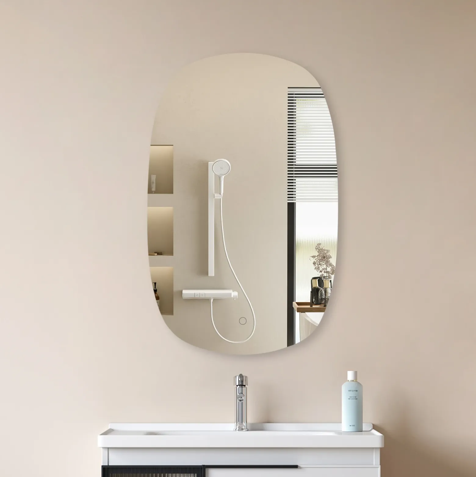 Lucande LED espejo Celestiel, oval, calefactable, CCT, 80 cm