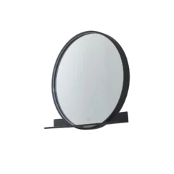 Lucande LED espejo Miren, negro, aluminio, CCT, estante