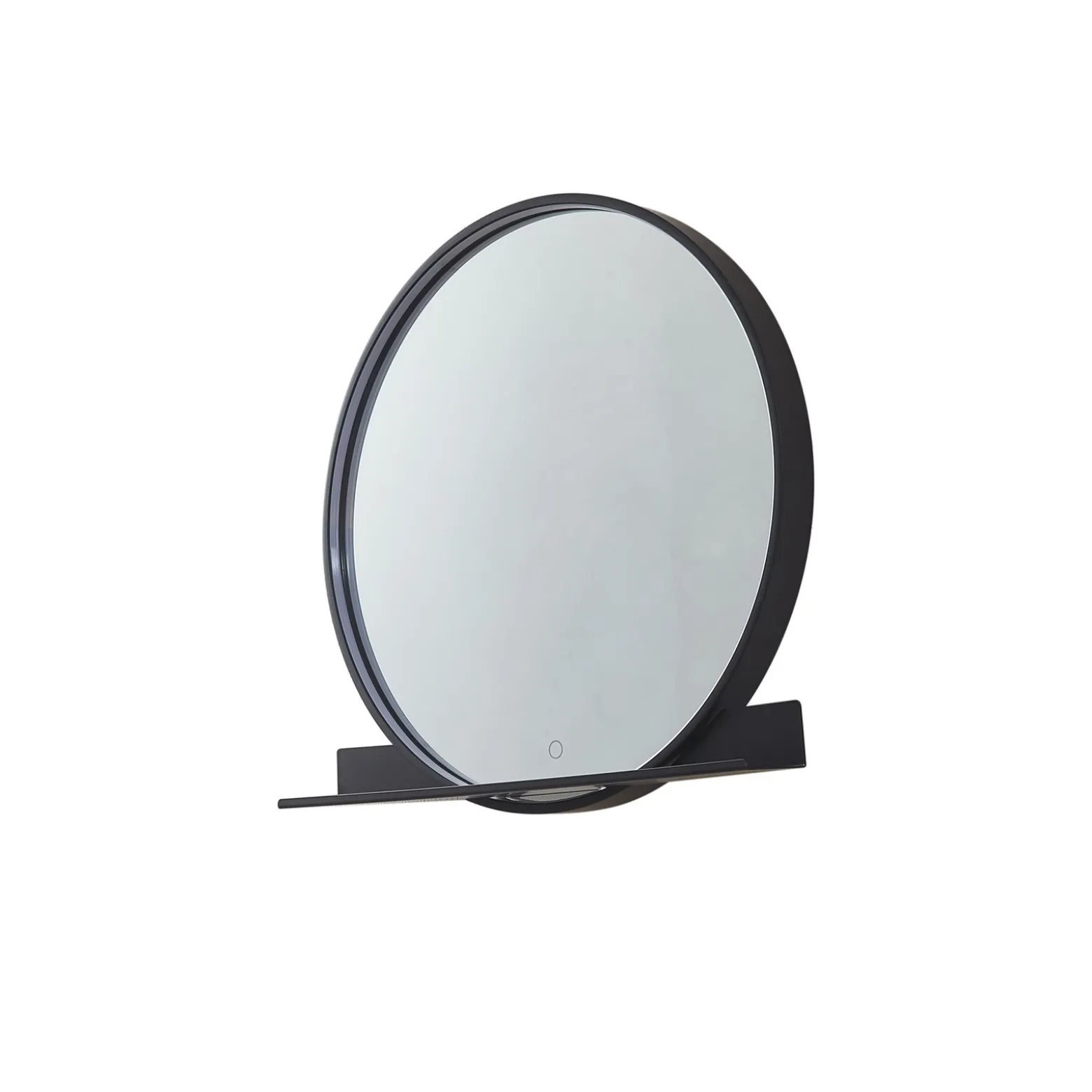 Lucande LED espejo Miren, negro, aluminio, CCT, estante