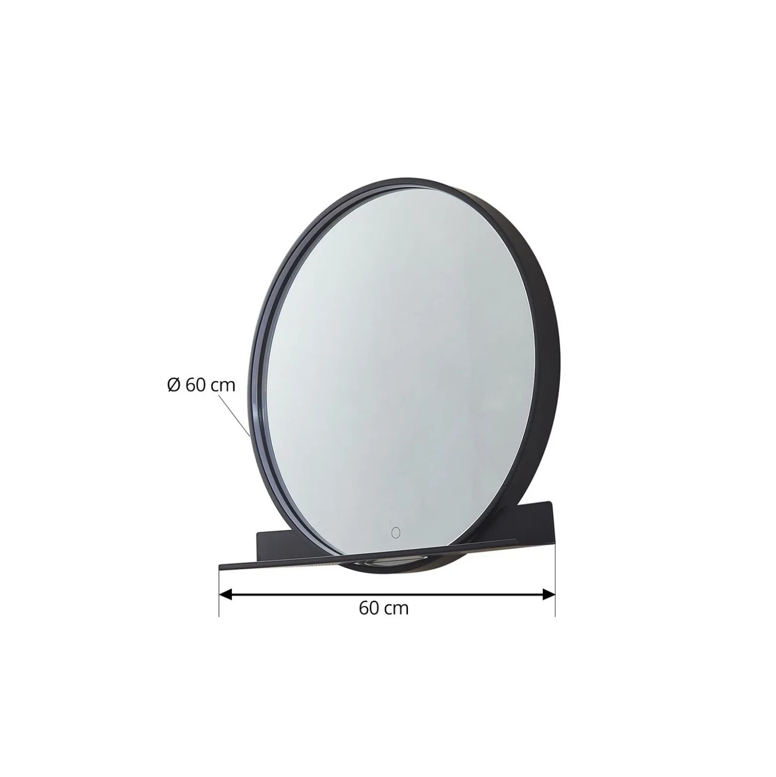 Lucande LED espejo Miren, negro, aluminio, CCT, estante