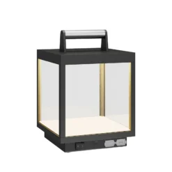 Lucande LED lámpara de mesa recargable Cube, aluminio, IP54, atenuable