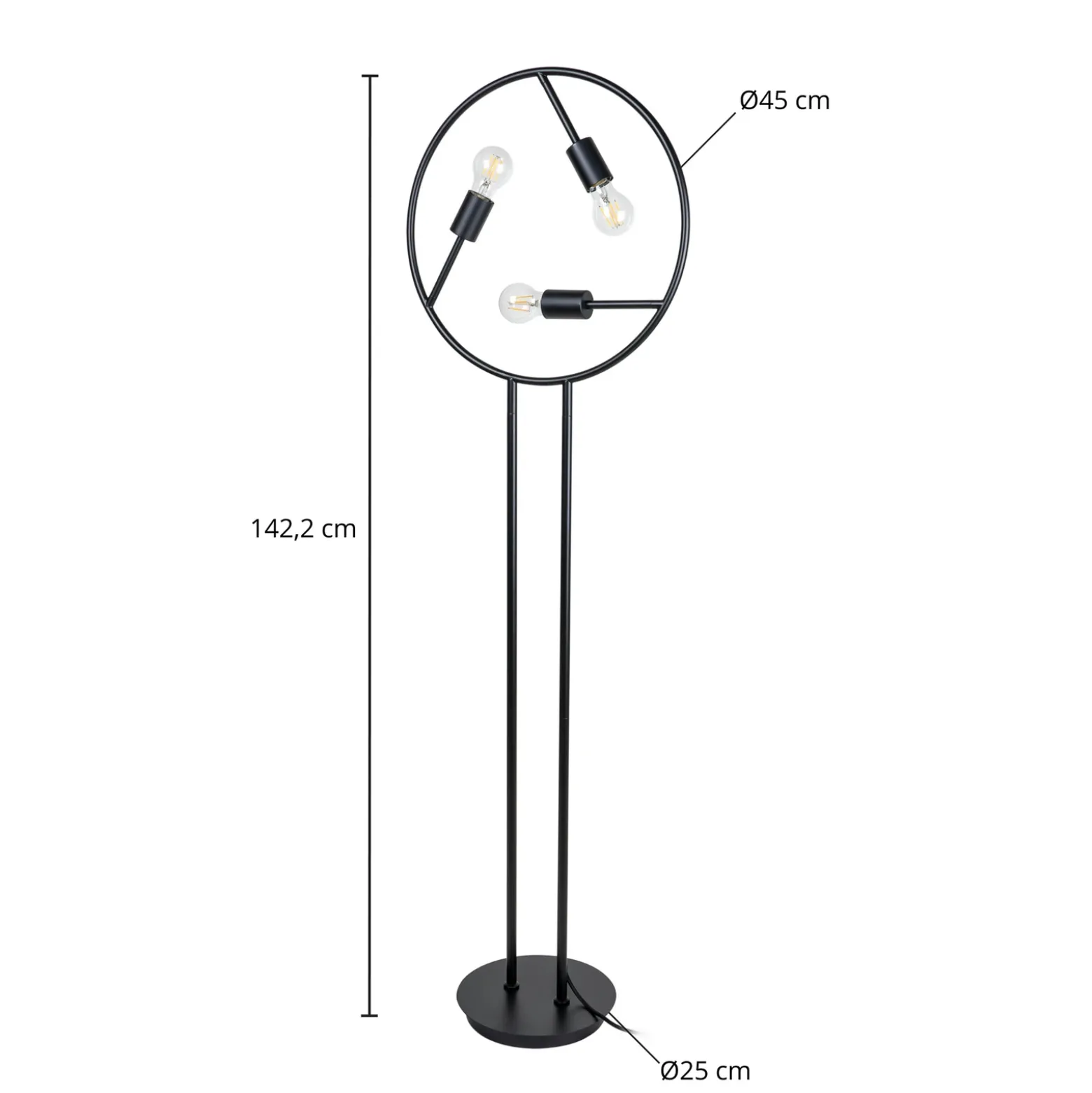 Lucande Linnard lámpara de pie de hierro, 3 luces