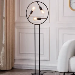 Lucande Linnard lámpara de pie de hierro, 3 luces