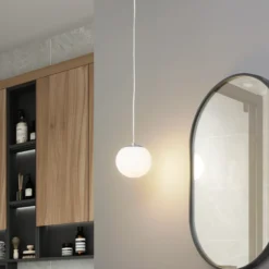 Lucande lámpara colgante Bidolo, color cromo, cristal, Ø 15 cm, IP44