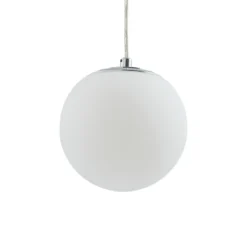 Lucande lámpara colgante Bidolo, color cromo, cristal, Ø 15 cm, IP44