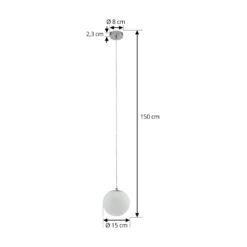 Lucande lámpara colgante Bidolo, color cromo, cristal, Ø 15 cm, IP44