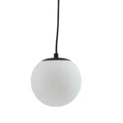 Lucande lámpara colgante Bidolo, negro, cristal, Ø 15 cm, IP44