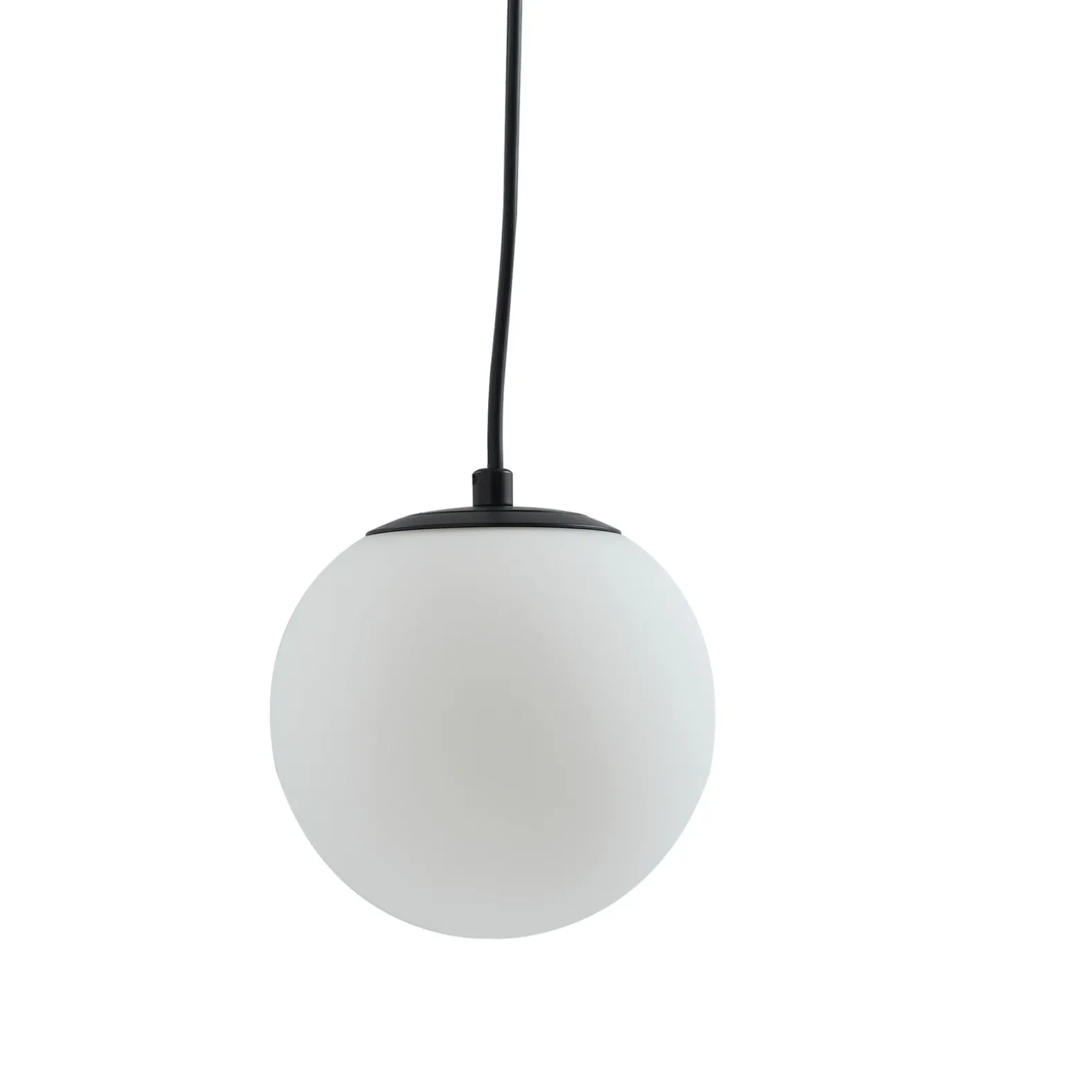 Lucande lámpara colgante Bidolo, negro, cristal, Ø 15 cm, IP44