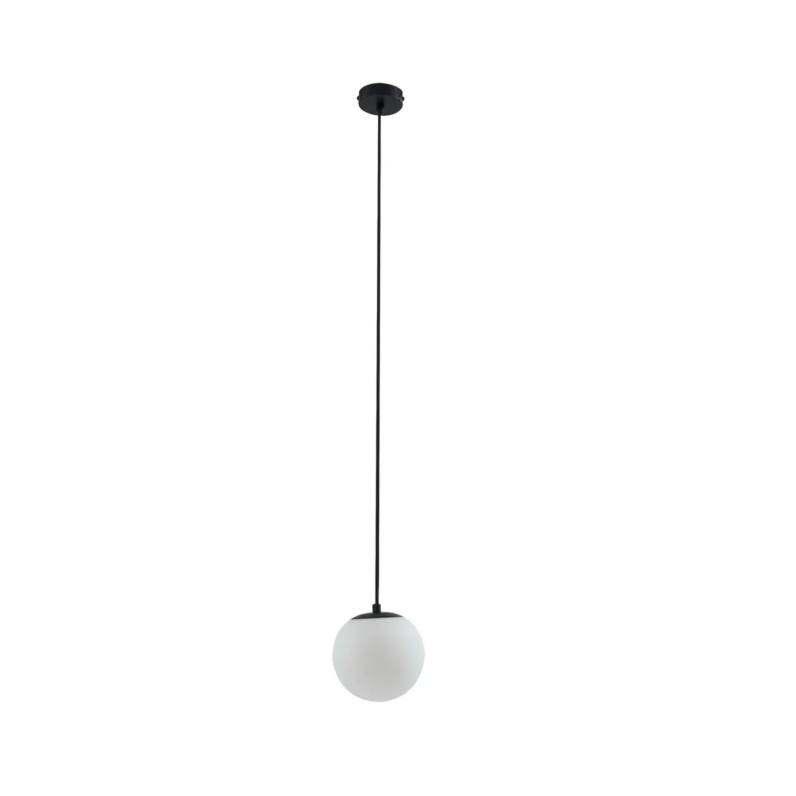 Lucande lámpara colgante Bidolo, negro, cristal, Ø 15 cm, IP44