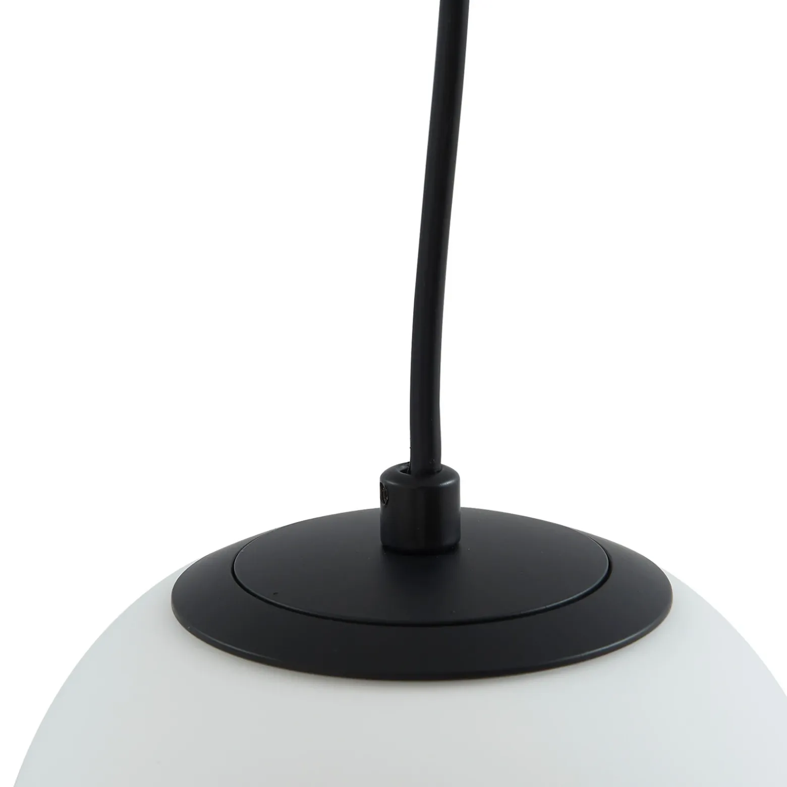 Lucande lámpara colgante Bidolo, negro, cristal, Ø 15 cm, IP44