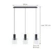 Lucande lámpara colgante Eirian, 90 cm, 3 luces, negro, cristal