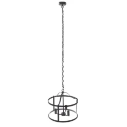 Lucande lámpara colgante Eryk, Ø 40 cm, negra, cristal, 3 luces