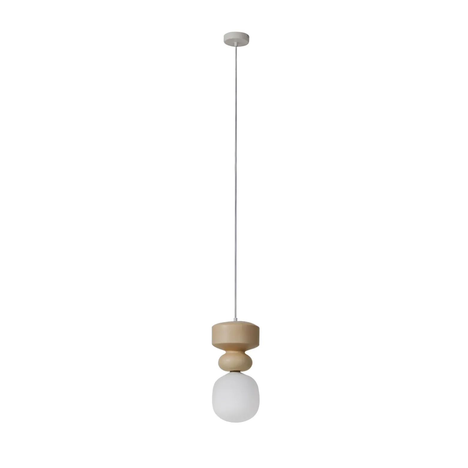 Lucande lámpara colgante Fidelo, blanco/amarillo, vidrio, cerámica, 18 cm