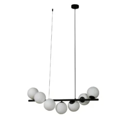 Lucande lámpara colgante Isandro, negro / ópalo, 7 luces