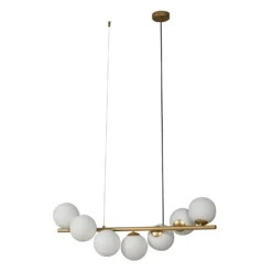 Lucande lámpara colgante Isandro, 95 cm, oro, blanco, 7 luces, G9