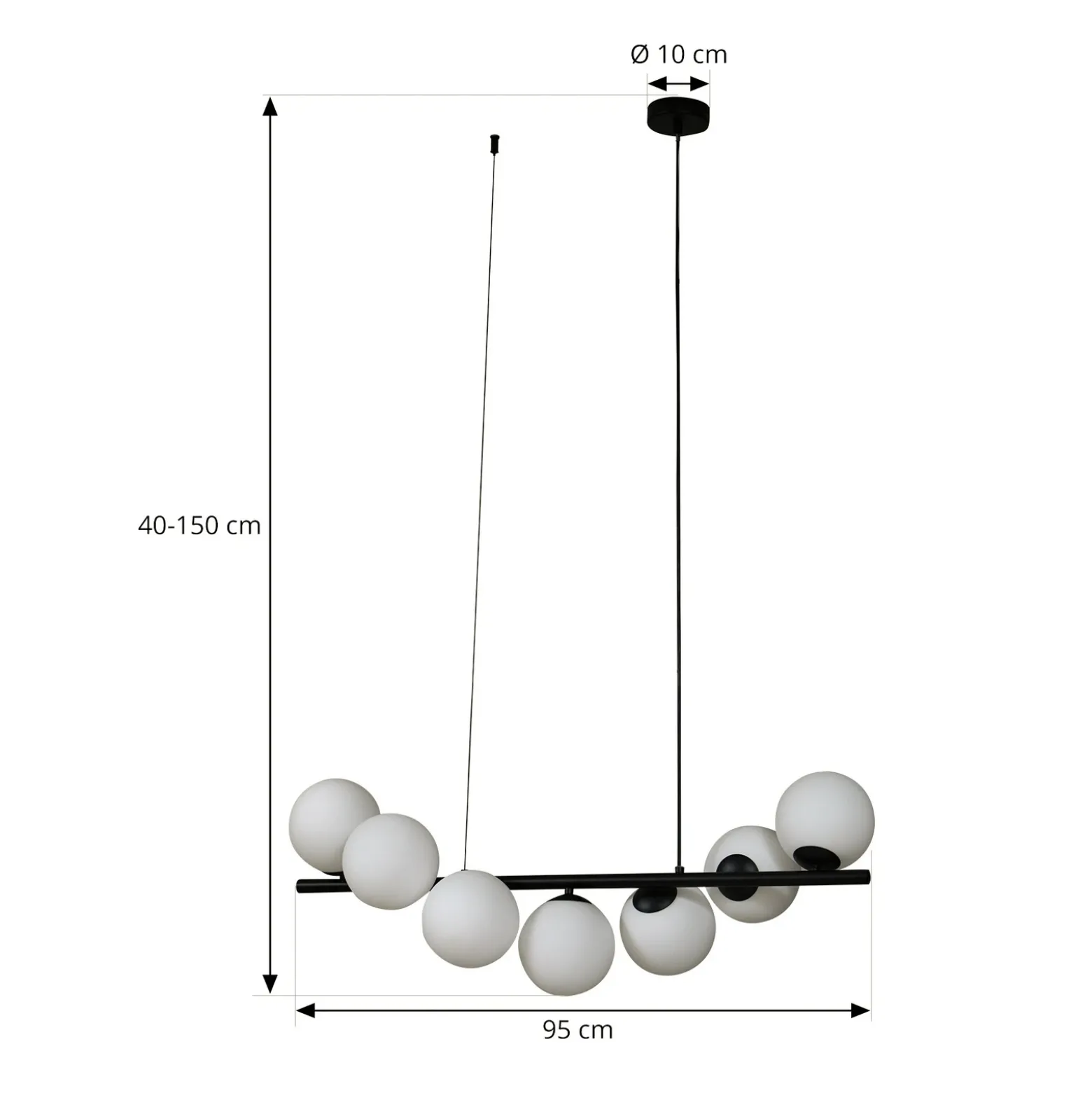 Lucande lámpara colgante Isandro, negro / ópalo, 7 luces