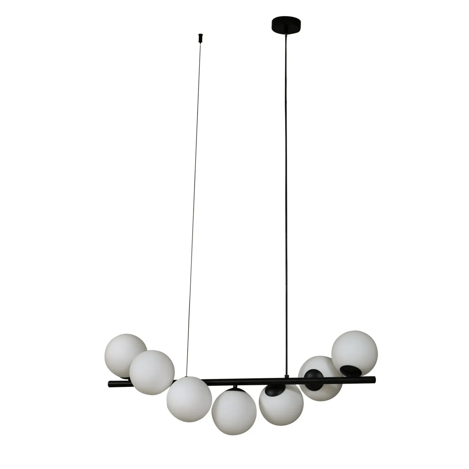 Lucande lámpara colgante Isandro, negro / ópalo, 7 luces