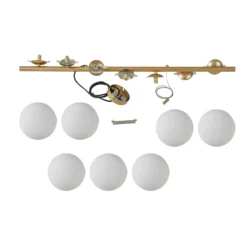 Lucande lámpara colgante Isandro, 95 cm, oro, blanco, 7 luces, G9