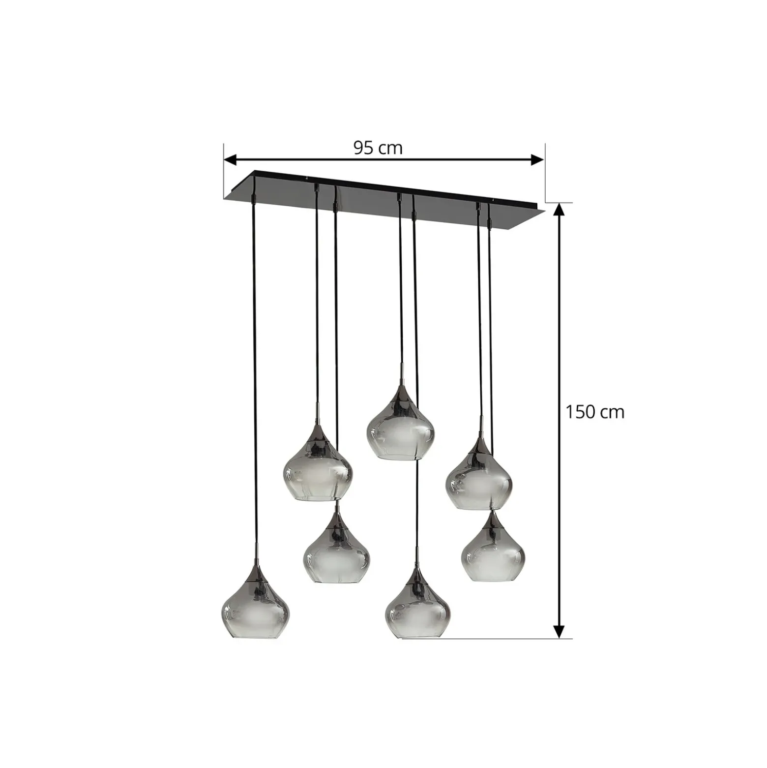 Lucande lámpara colgante Jarven, 7 luces, negro, cristal