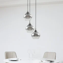 Lucande lámpara colgante Jarven, 3 luces, negro, cristal