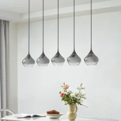 Lucande lámpara colgante Jarven, 5 luces, negro, cristal
