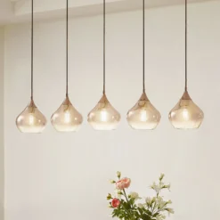 Lucande lámpara colgante Jarven, 5 luces, negro, cristal