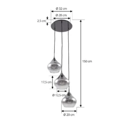 Lucande lámpara colgante Jarven, 3 luces, negro, cristal