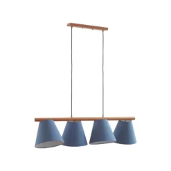 Lucande lámpara colgante Jinda, azul, madera, tela, 120 cm, E27