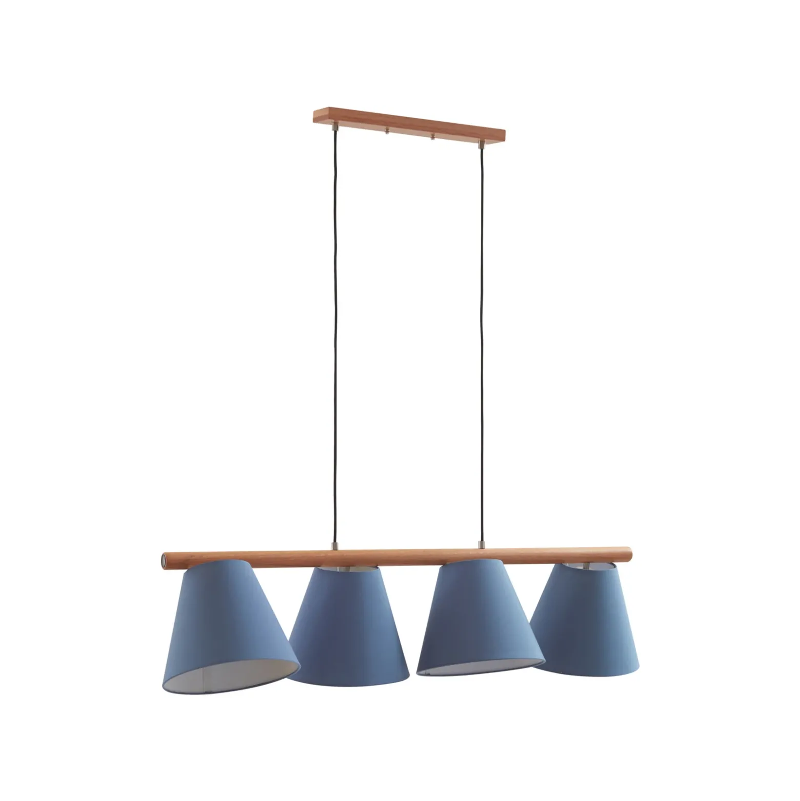 Lucande lámpara colgante Jinda, azul, madera, tela, 120 cm, E27