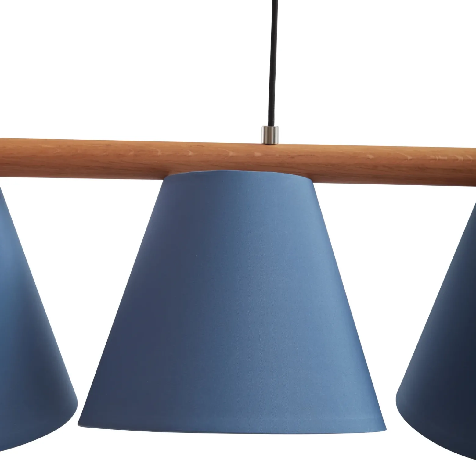 Lucande lámpara colgante Jinda, azul, madera, tela, 120 cm, E27