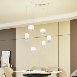 Lucande Lámpara colgante LED Avelina, blanca, 6 luces