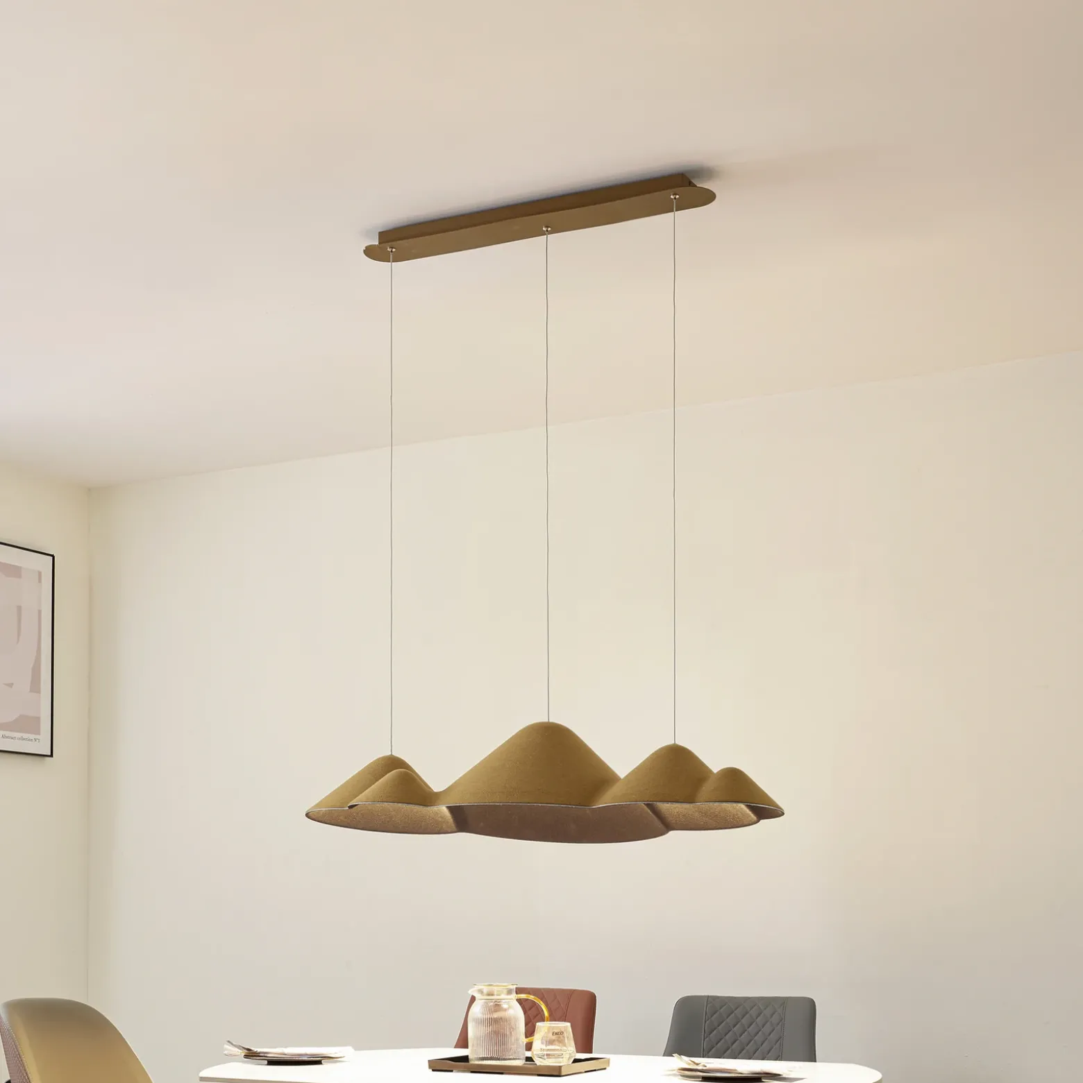 Lucande Lámpara colgante LED Beutlin, verde, fieltro, atenuable