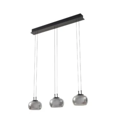 Lucande Lámpara colgante LED Dain, 3 luces, gris humo, cristal