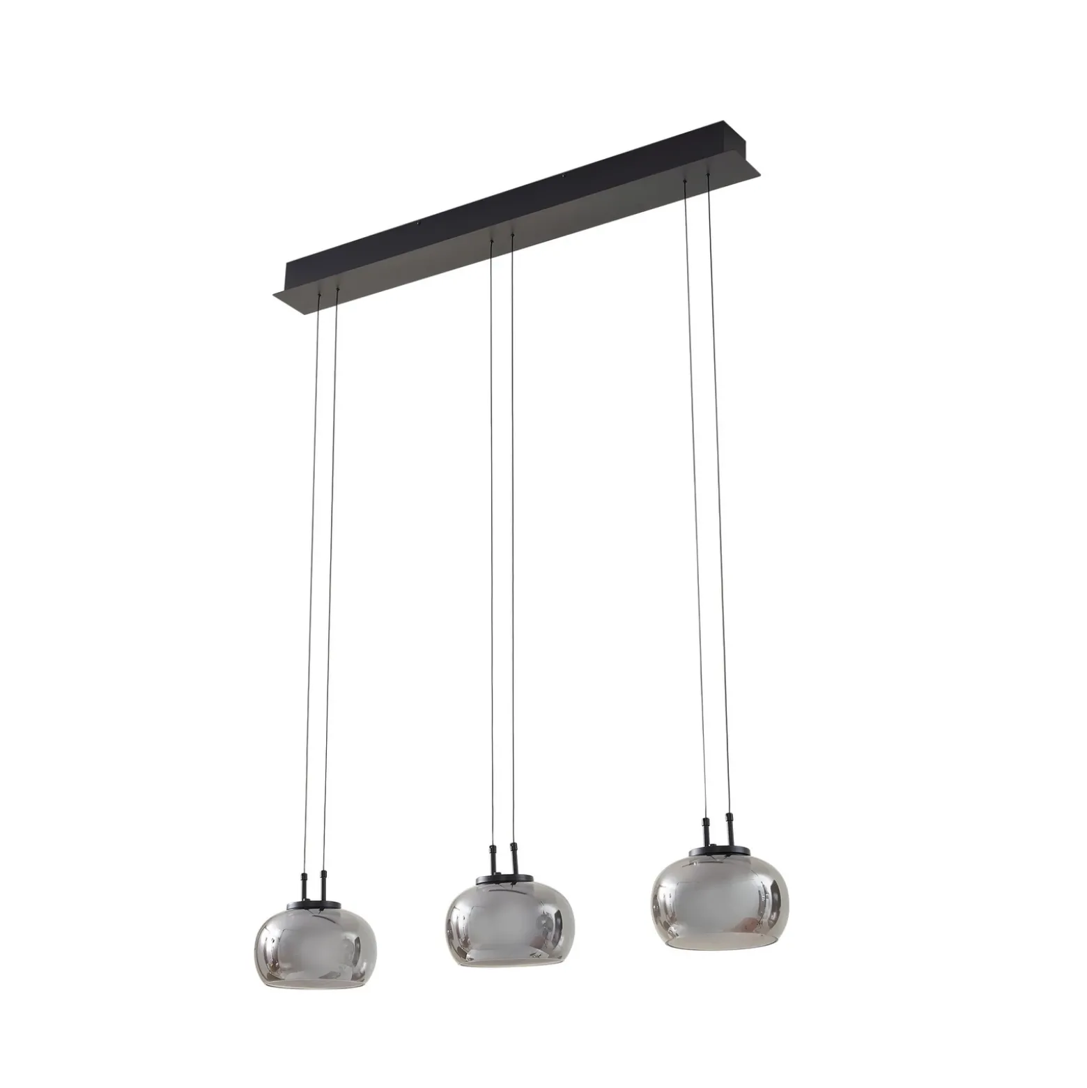 Lucande Lámpara colgante LED Dain, 3 luces, gris humo, cristal