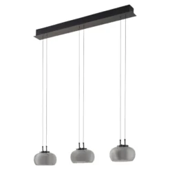Lucande Lámpara colgante LED Dain, 3 luces, gris humo, cristal