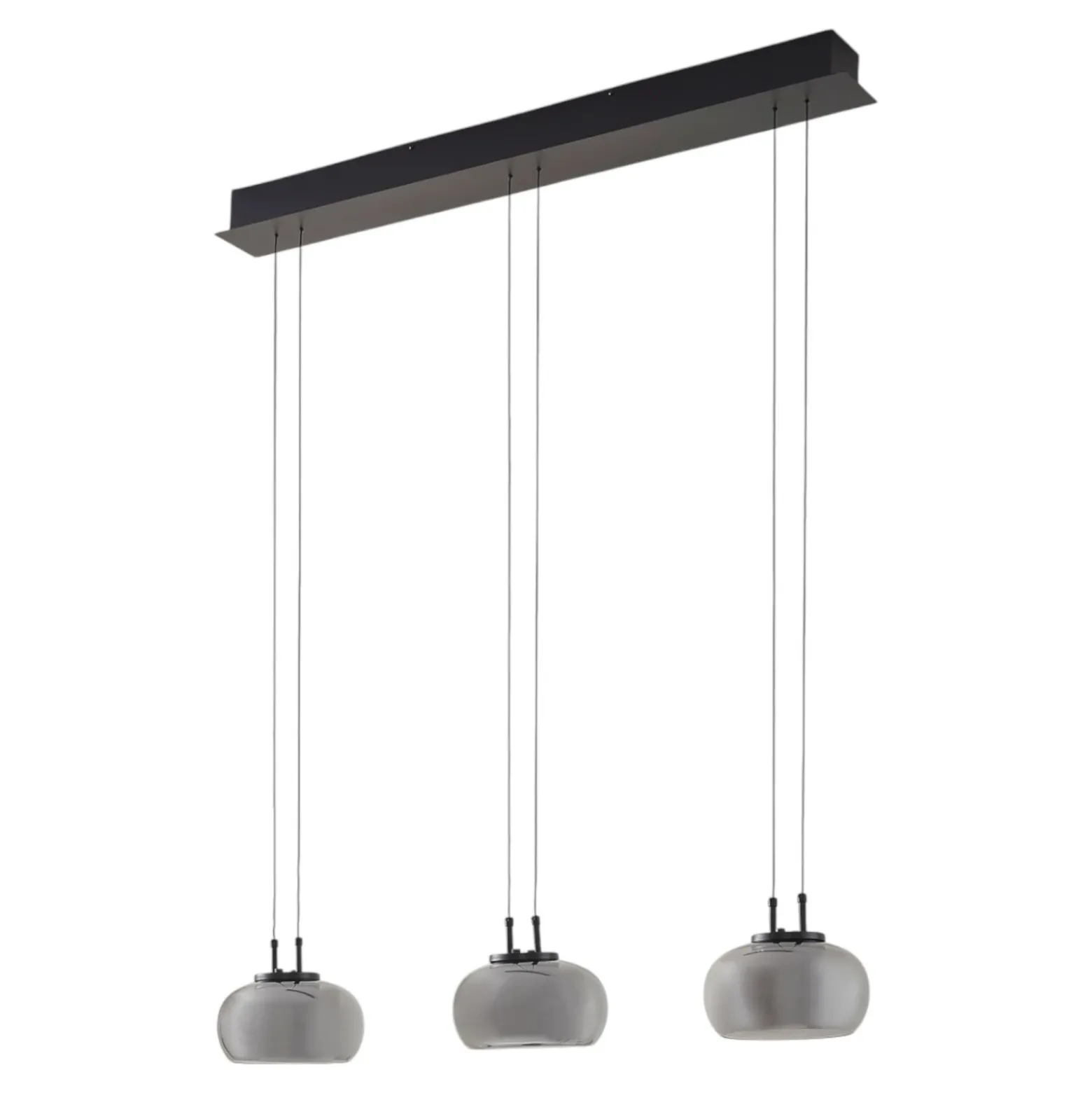 Lucande Lámpara colgante LED Dain, 3 luces, gris humo, cristal