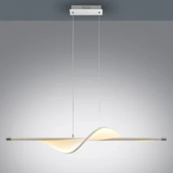 Lucande Lámpara colgante LED Edano, 122 cm, blanca, textil, atenuable