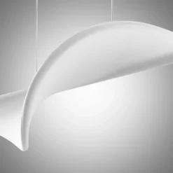 Lucande Lámpara colgante LED Edano, 122 cm, blanca, textil, atenuable
