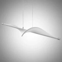 Lucande Lámpara colgante LED Edano, 122 cm, blanca, textil, atenuable