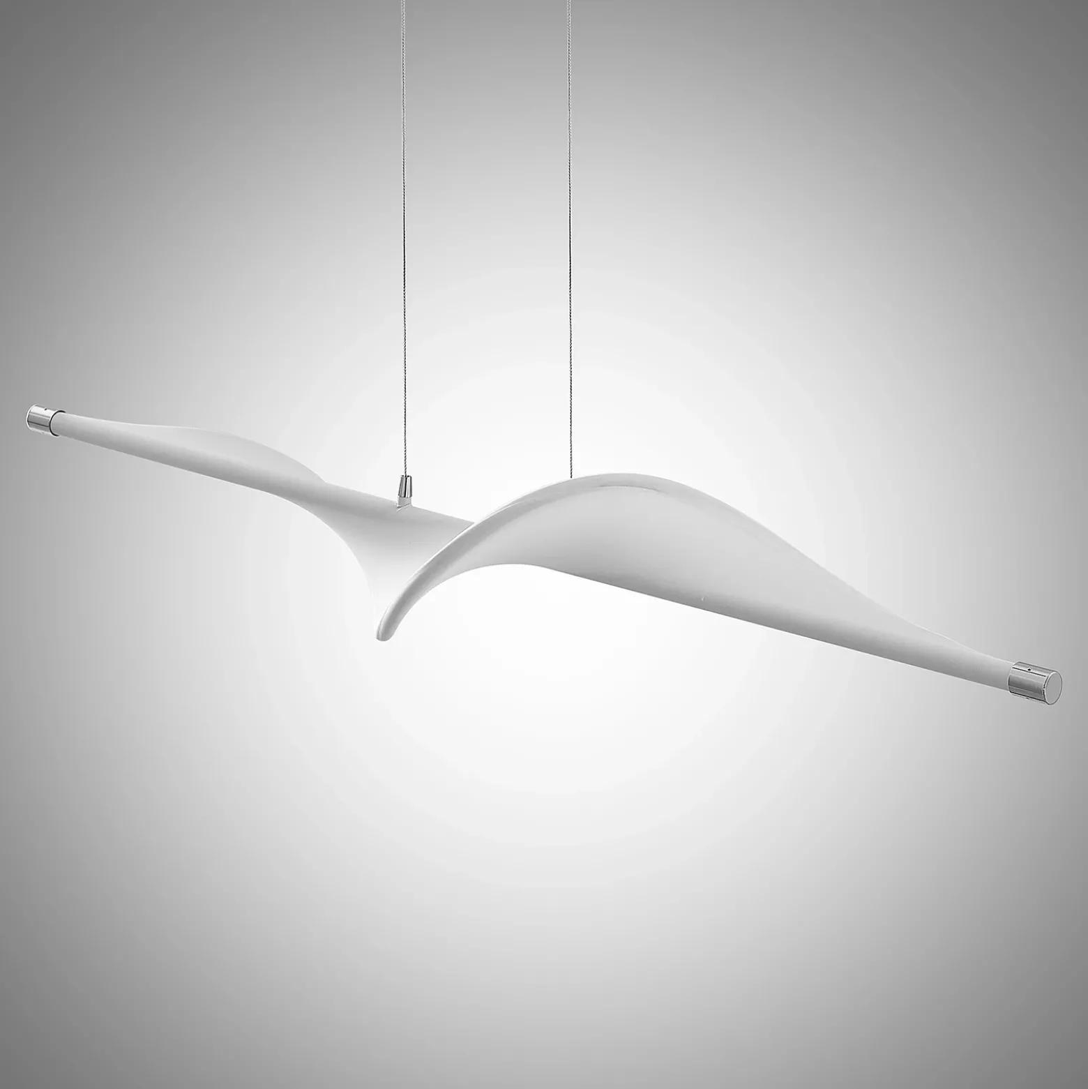 Lucande Lámpara colgante LED Edano, 122 cm, blanca, textil, atenuable