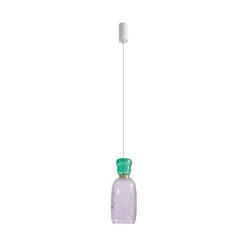 Lucande Lámpara colgante LED Fay, púrpura/verde oscuro, cristal, Ø 15 cm