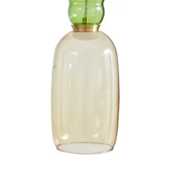 Lucande Lámpara colgante LED Fay, amarillo/verde claro, cristal, Ø 15 cm