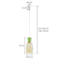 Lucande Lámpara colgante LED Fay, amarillo/verde claro, cristal, Ø 15 cm