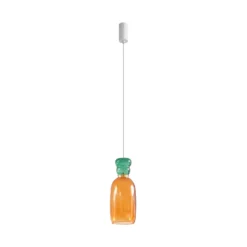 Lucande Lámpara colgante LED Fay, naranja/verde oscuro, cristal, Ø 15 cm