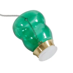 Lucande Lámpara colgante LED Fay, naranja/verde oscuro, cristal, Ø 15 cm
