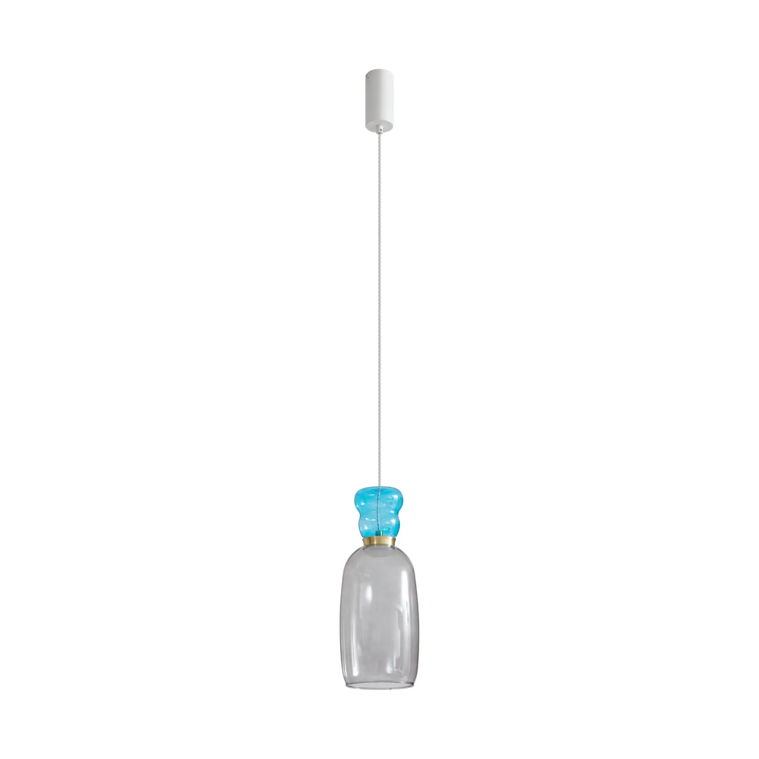 Lucande Lámpara colgante LED Fay, gris claro/azul claro, cristal, Ø 15 cm