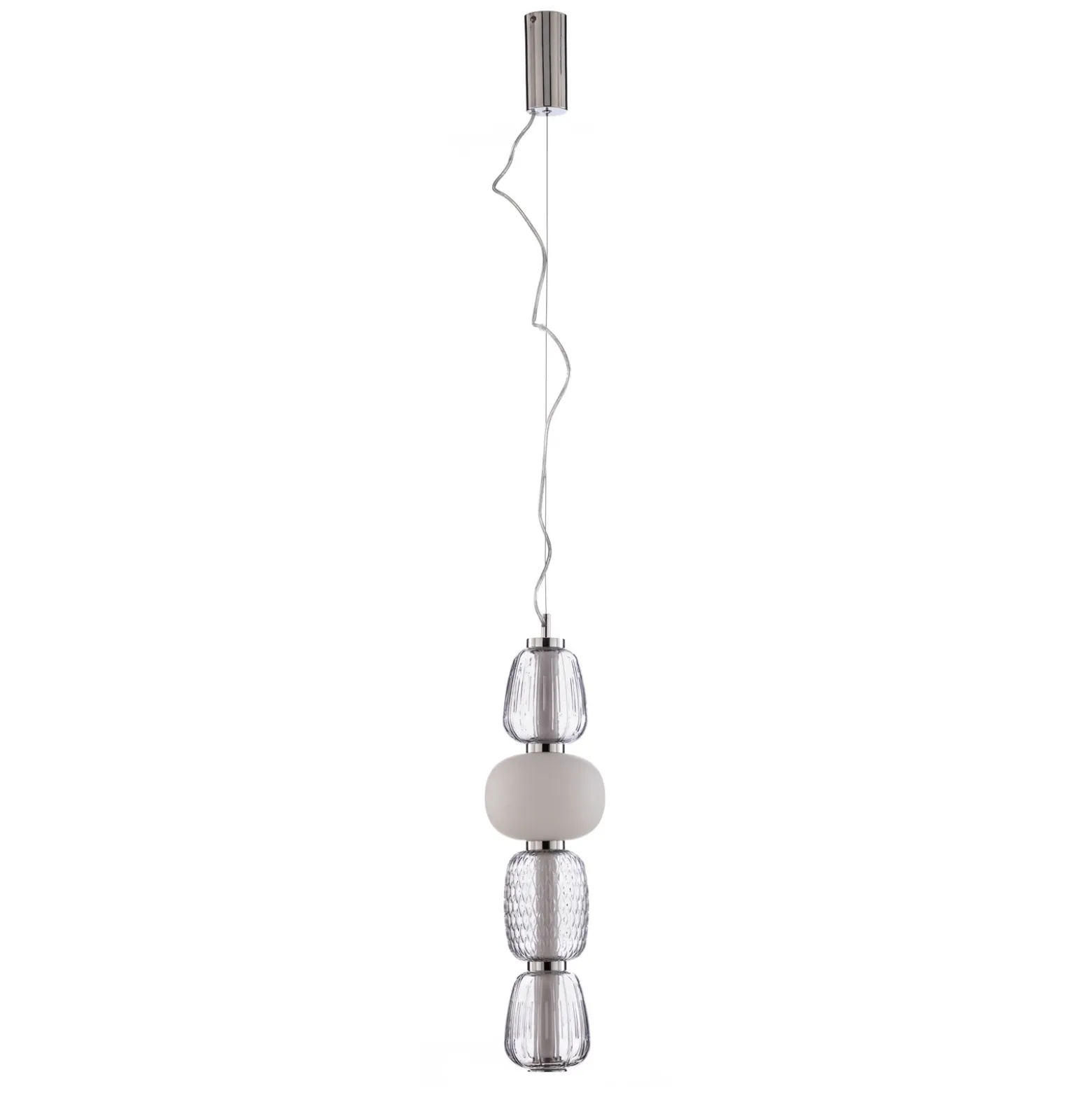 Lucande Lámpara colgante LED Fedra, cristal, gris/blanco, Ø 17 cm